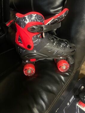Adjustable Kids Quad Roller Skates in Red and Black
